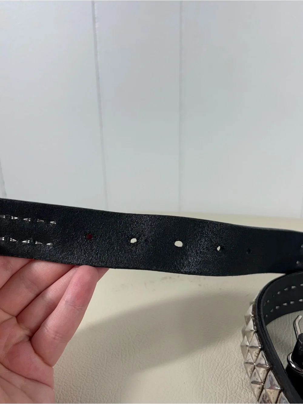 Hot Topic Vintage 90s Genuine Leather Silver Studded Belt Punk Gothic Y2K Band